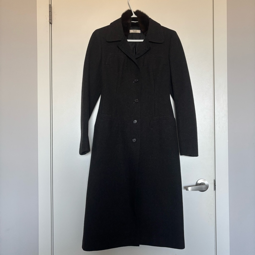 Prada black wool coat